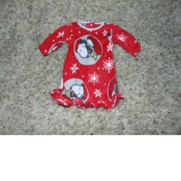 *Christmas Nightgown sz 6 Snoopy & 18" Doll Gown Red Fleece Long Sleeve Girls - Picture 5 of 5